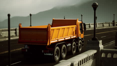 big lorry truck on the bridge