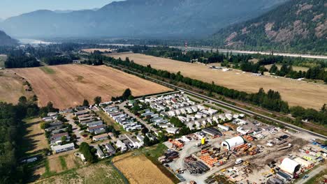 open industrial area next to homepark and regional airpark in hope, bc, canada