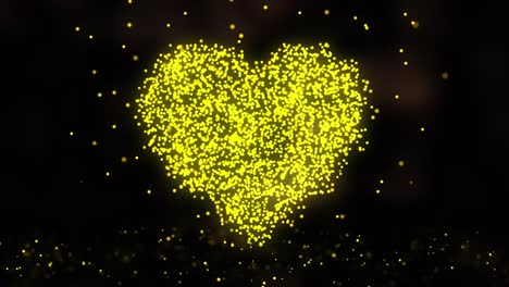partículas de corazón amarillas brillantes