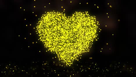 glowing yellow heart particles