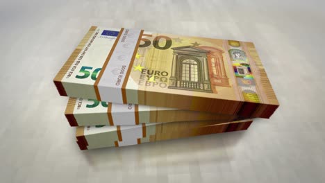 euro 50 money banknote pile packs animation
