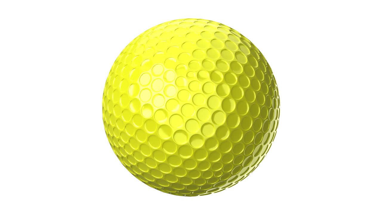 Palla da golf gialla isolata su sfondo bianco