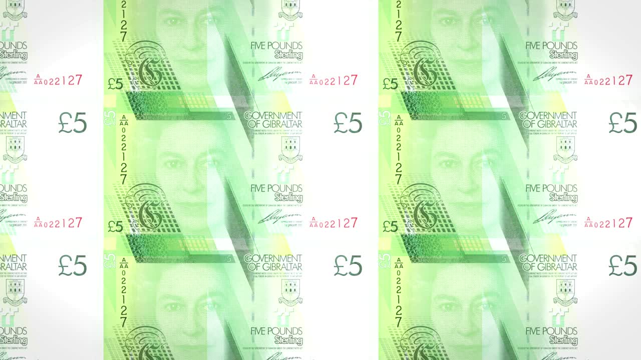 지브롤터의 5 파운드 파운드 지폐, 롤링, 현금, 루프