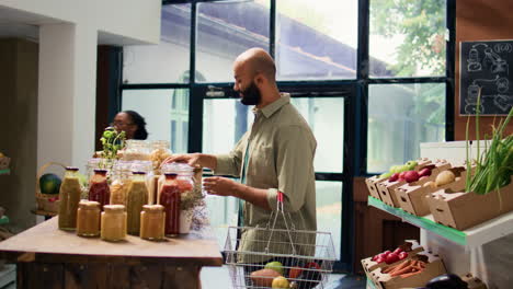 eco conscious person buying fresh food