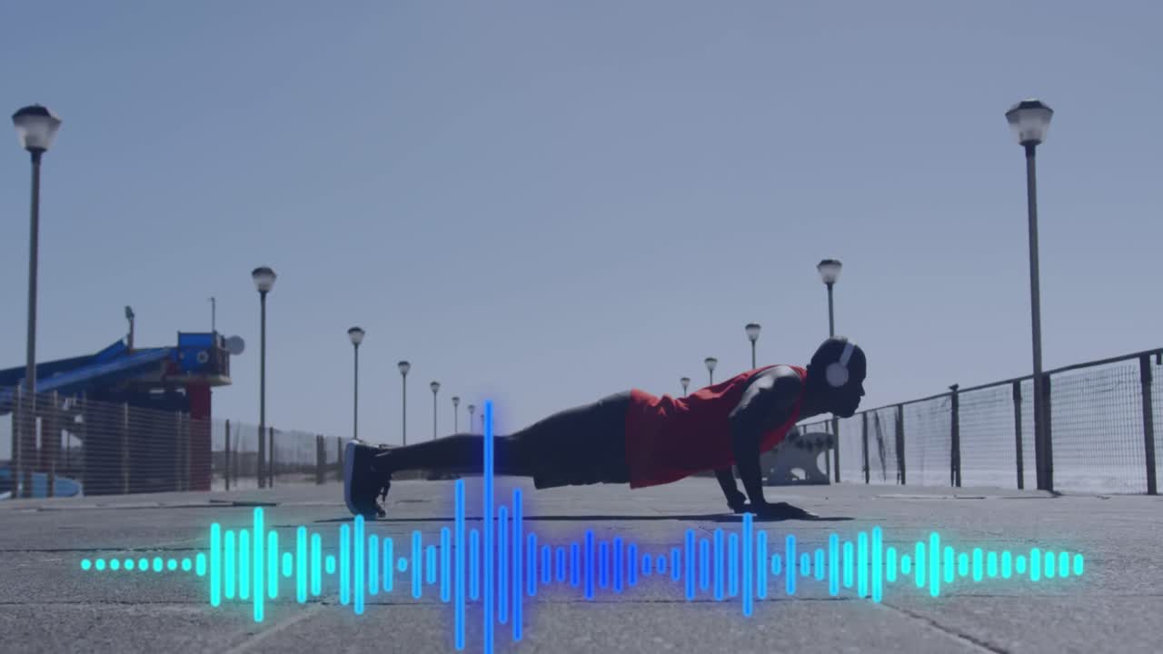 운동하는 아프리카계 미국인에 대한 디지털 인터페이스의 애니메이션