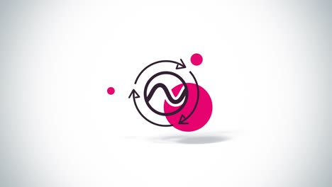símbolo de onda gráfico plano abstracto en círculo animación de rotación sobre fondo blanco.