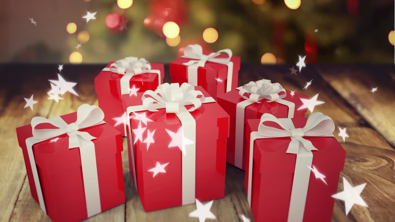 estrellas caída y regalos de navidad