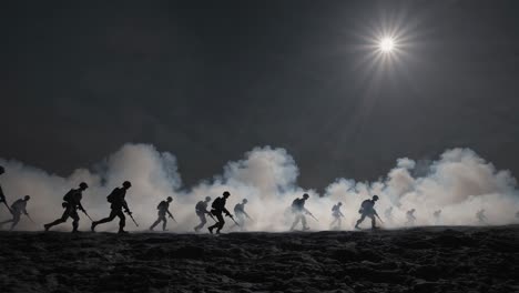 military exercise in silhouette