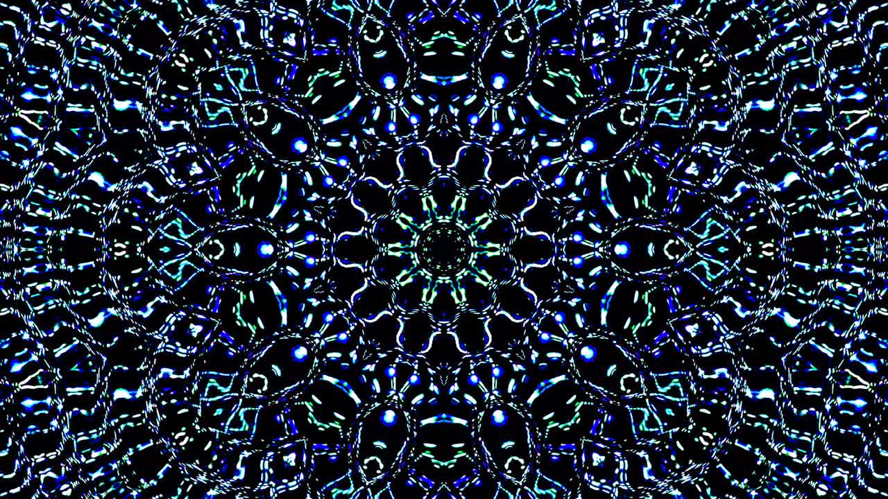 아름답고 추상적인 칼레도스코프, 빛나는 빛, 미묘한 움직임을 조절하는 빛.