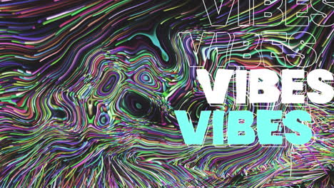 animación de texto con vibraciones sobre un fondo con patrones abstractos