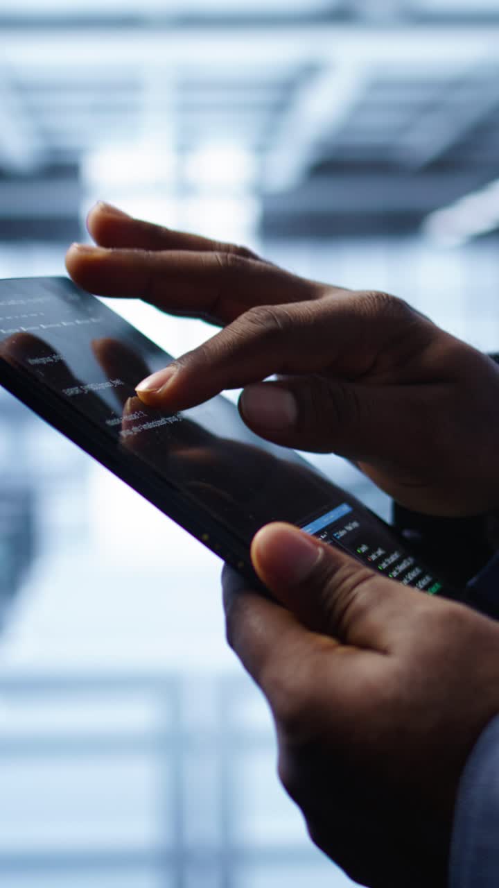 Close-up of Hands Scrolling and Interacting with a Digital Tablet