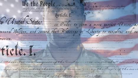 Digital-composite-video-of-us-constitution-text-against-waving-us-flag-and-american-soldier