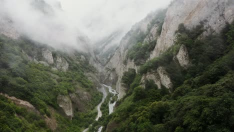 misty mountain valley with river