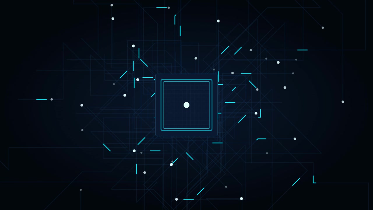 Digital Microchip Processor with Animated Data Network Connections