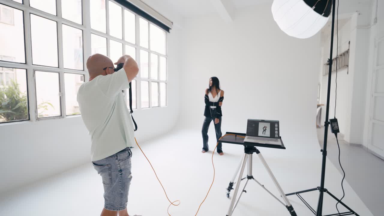 Fashion photoshoot in a professional studio