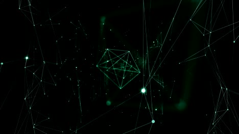 creciente red global con luces brillantes moviéndose a través. animación en bucle 3d. tecnología digital y concepto de información.