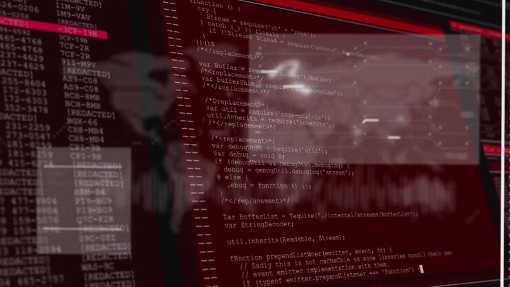 Brugergrænseflade modtager datafeed, skifter kort, ruller kode, pulserende bølgeform, hjælper sikkerhedsoperationer