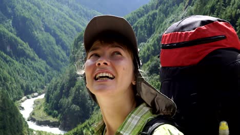 portrait of a girl with a backpack