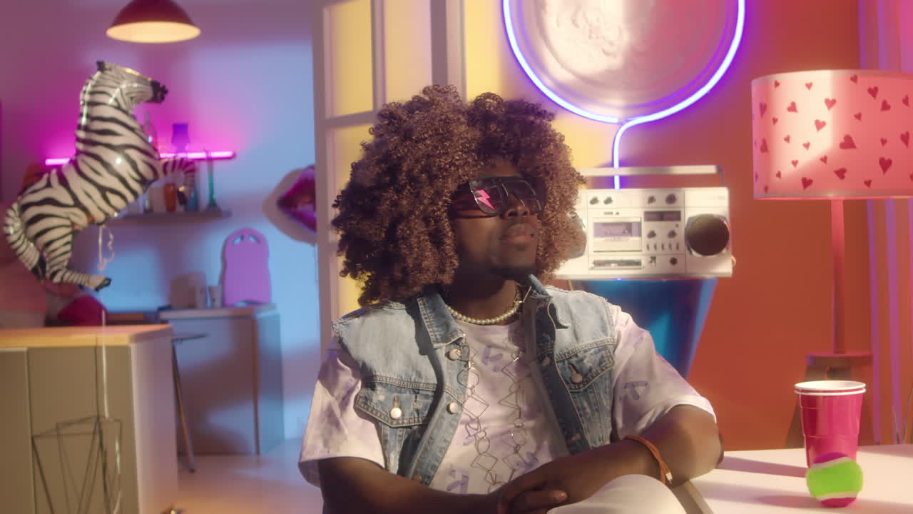 Stylish Man in 80s/90s Retro Style