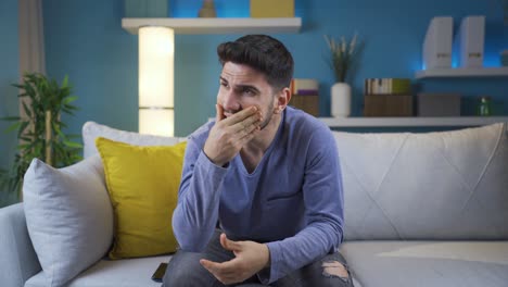 emotional young man crying and upset.