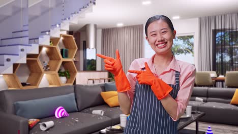 Woman Cleaning Up After a Messy Party