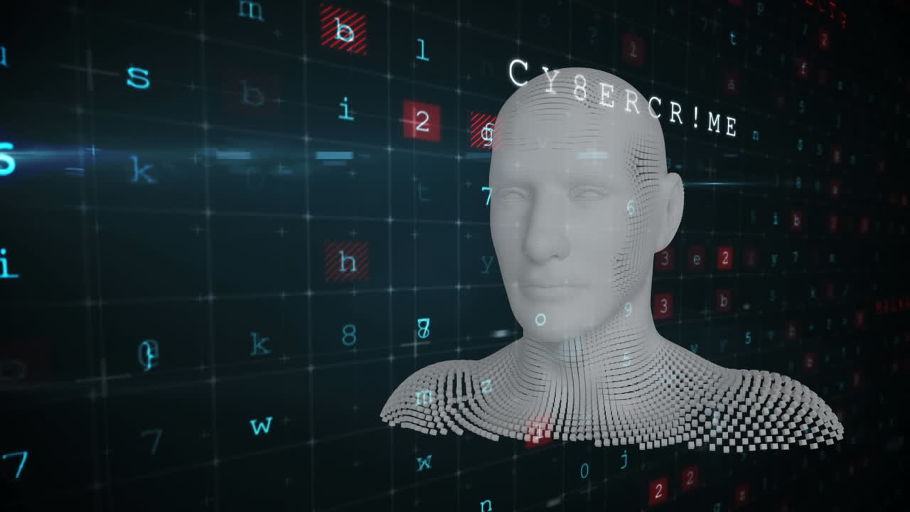 busto humano en movimiento con procesamiento de datos