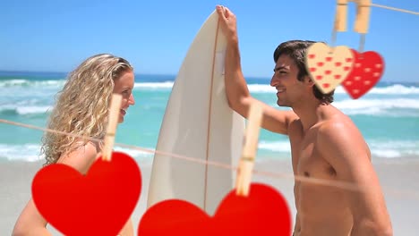 Pareja-Joven,-Pasar-Tiempo-Juntos,-En,-Playa