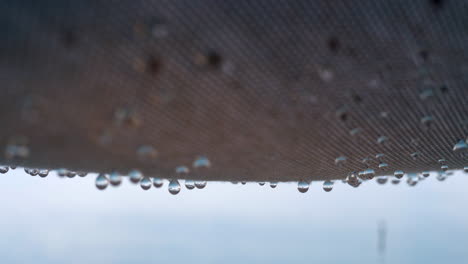 Puras-Gotas-De-Lluvia-Cayendo-Desde-Un-Cobertizo-Textil