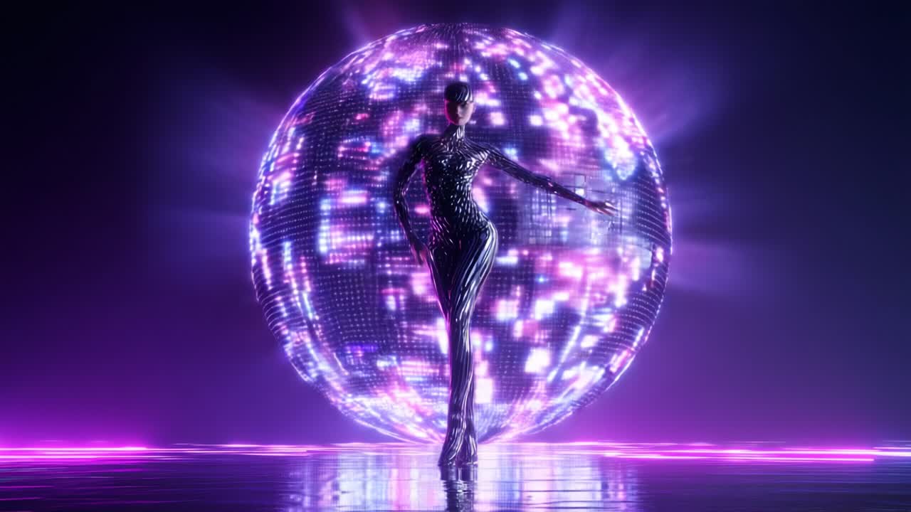 Frau, die vor einer Discokugel tanzt