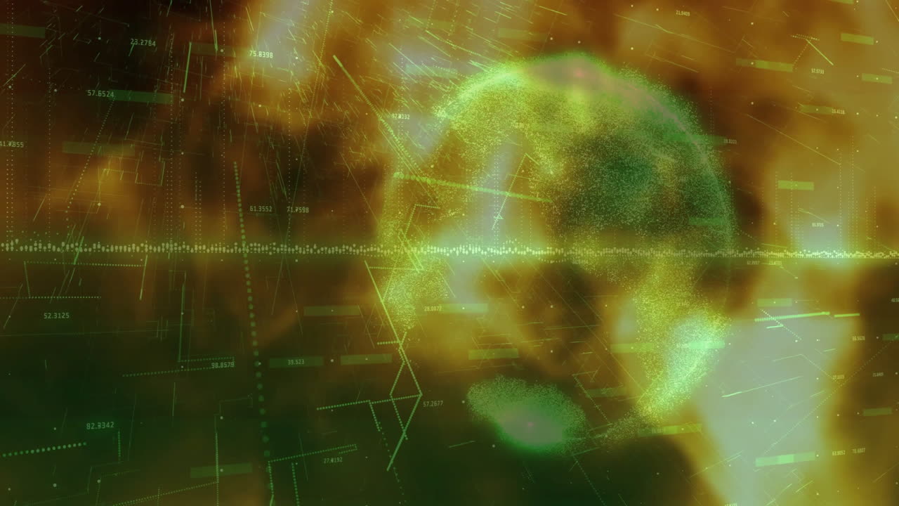 Abstract digital globe with data processing and network connections animation