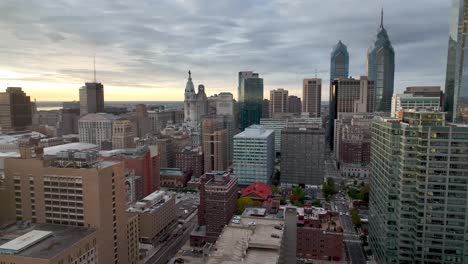 aerial slow pullout philadelphia pennsylvania skyline