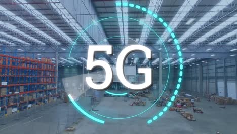 5g-text-over-neon-round-scanner-against-warehouse-in-background