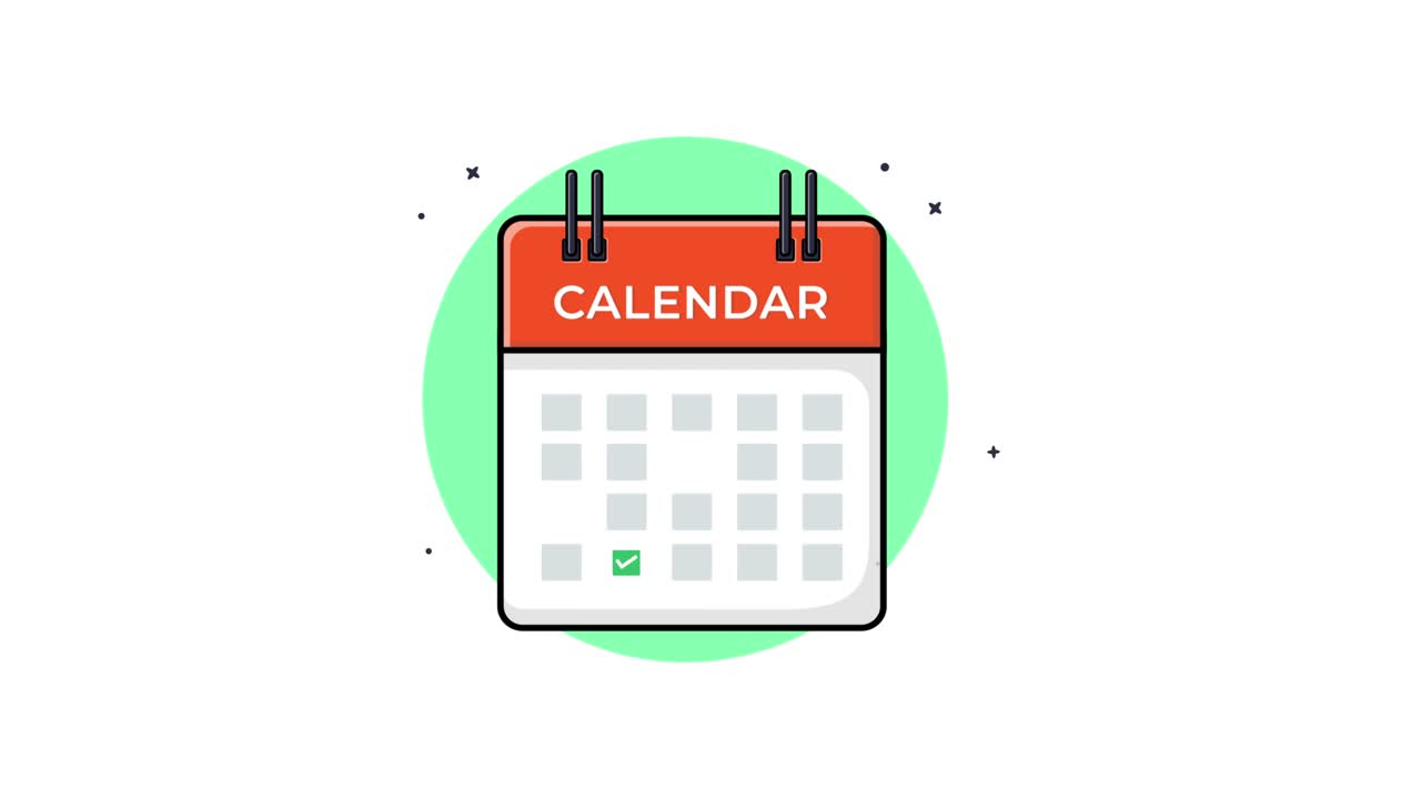 Animeret kalender og ur til planlægning og tidsstyring