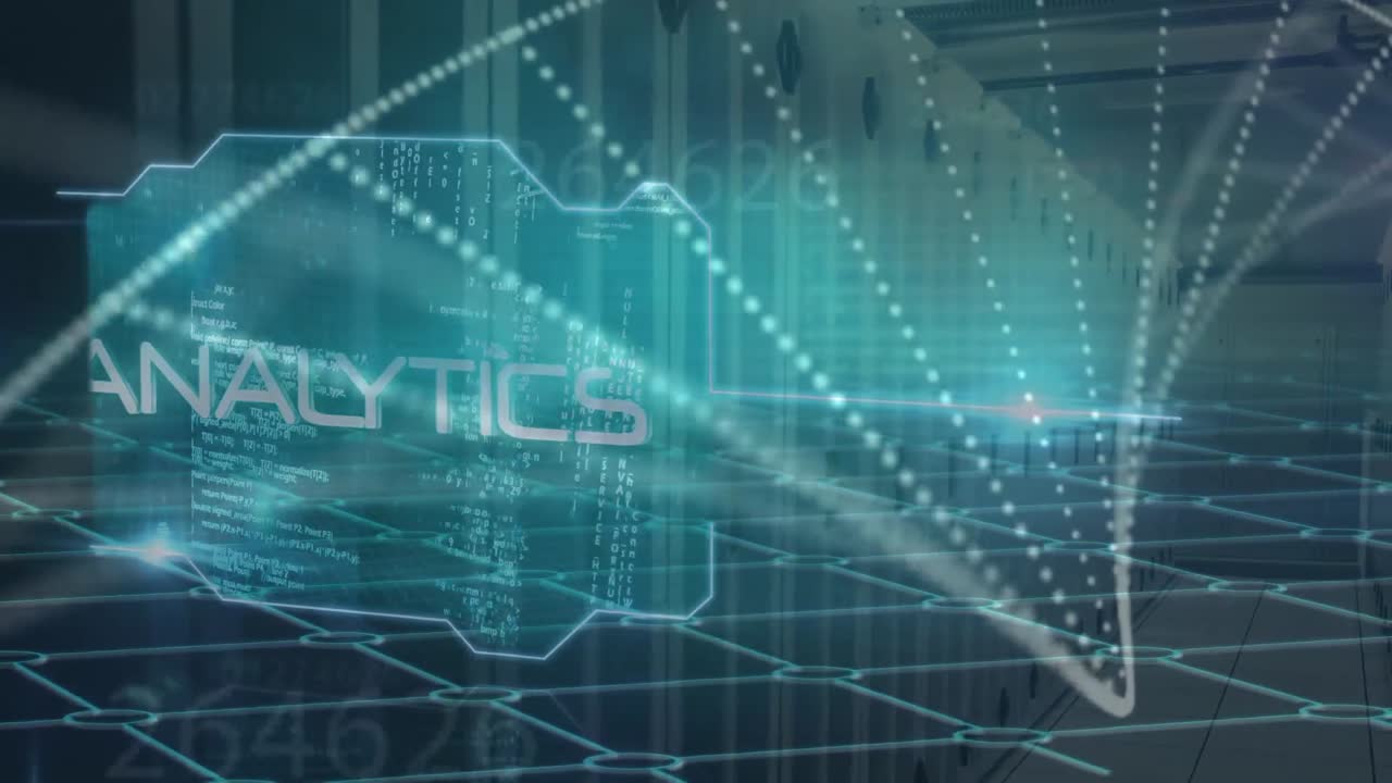 Dna structure spinning over data processing against computer server room