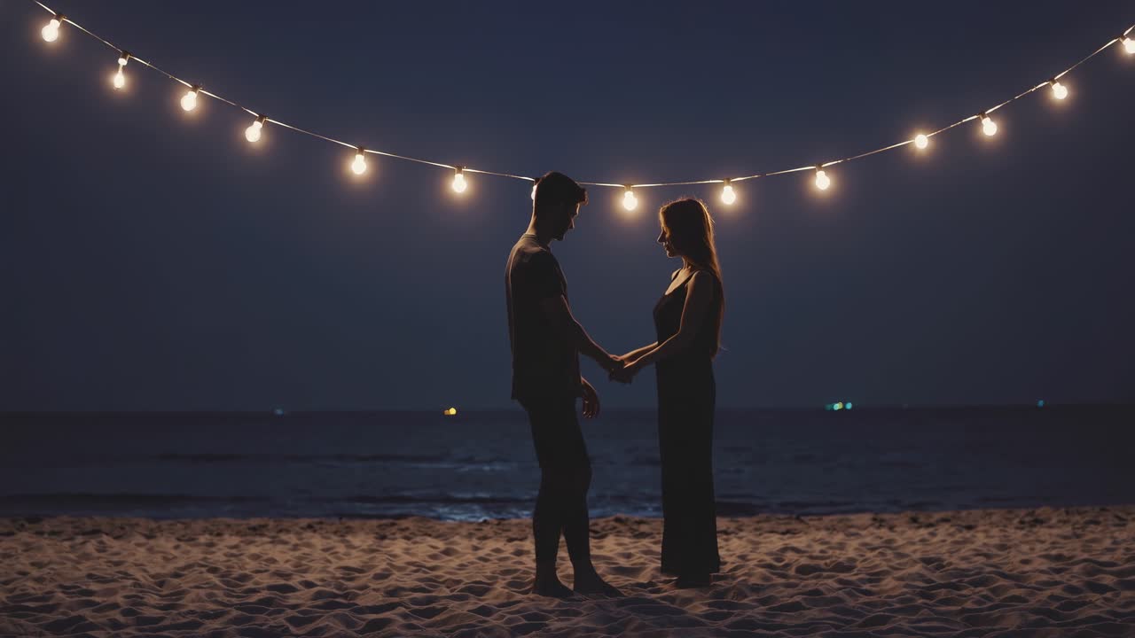 Couple at the Beach at Night