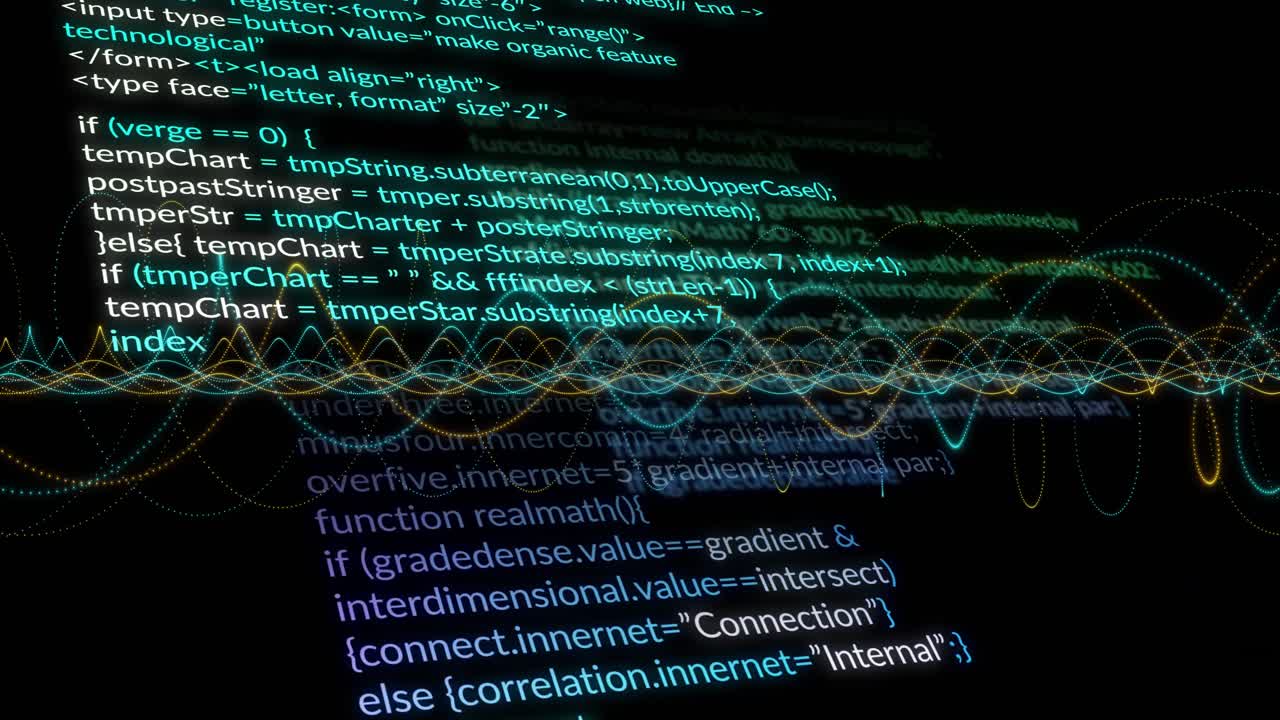 Animation af et printkort og digital databehandling over computerservere