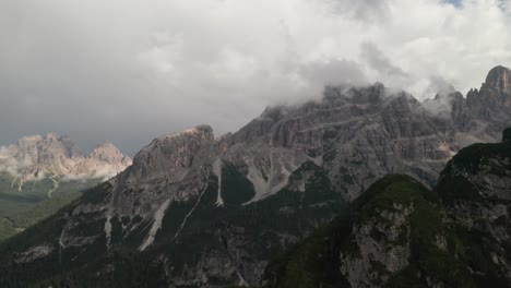 aerial drone footage of monte cristallo near cortina d'ampezzo