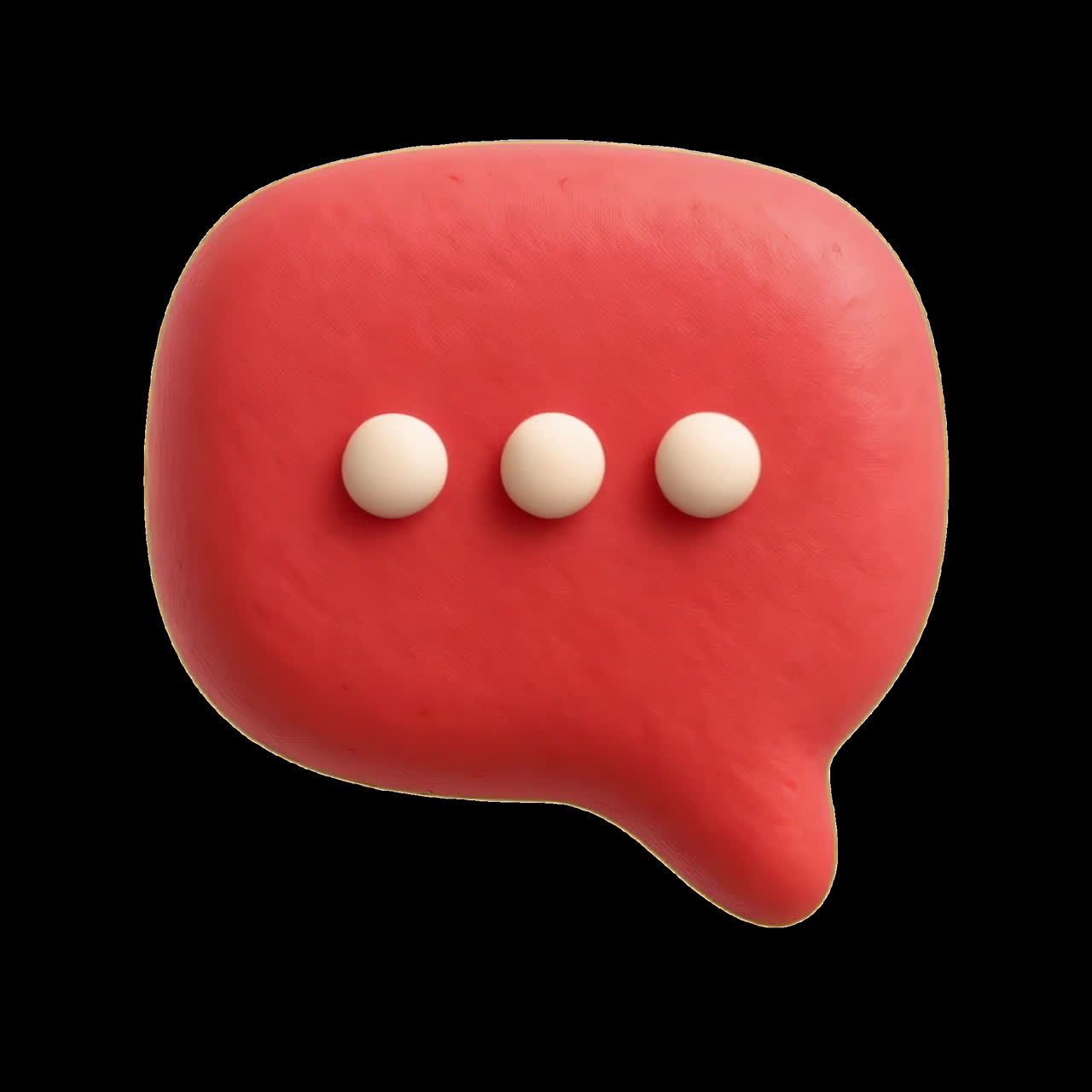 Clay chat bubble icon animation isolated asset, transparent 4K video, alpha channel, ProRes 4444