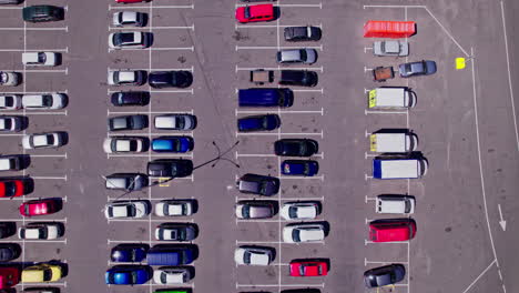 aerial top view from drone of parking lot cars of the business center