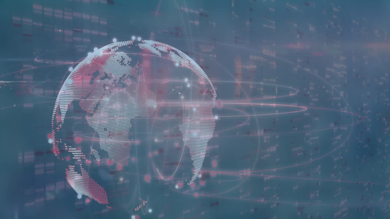 Animation of globe over moving columns