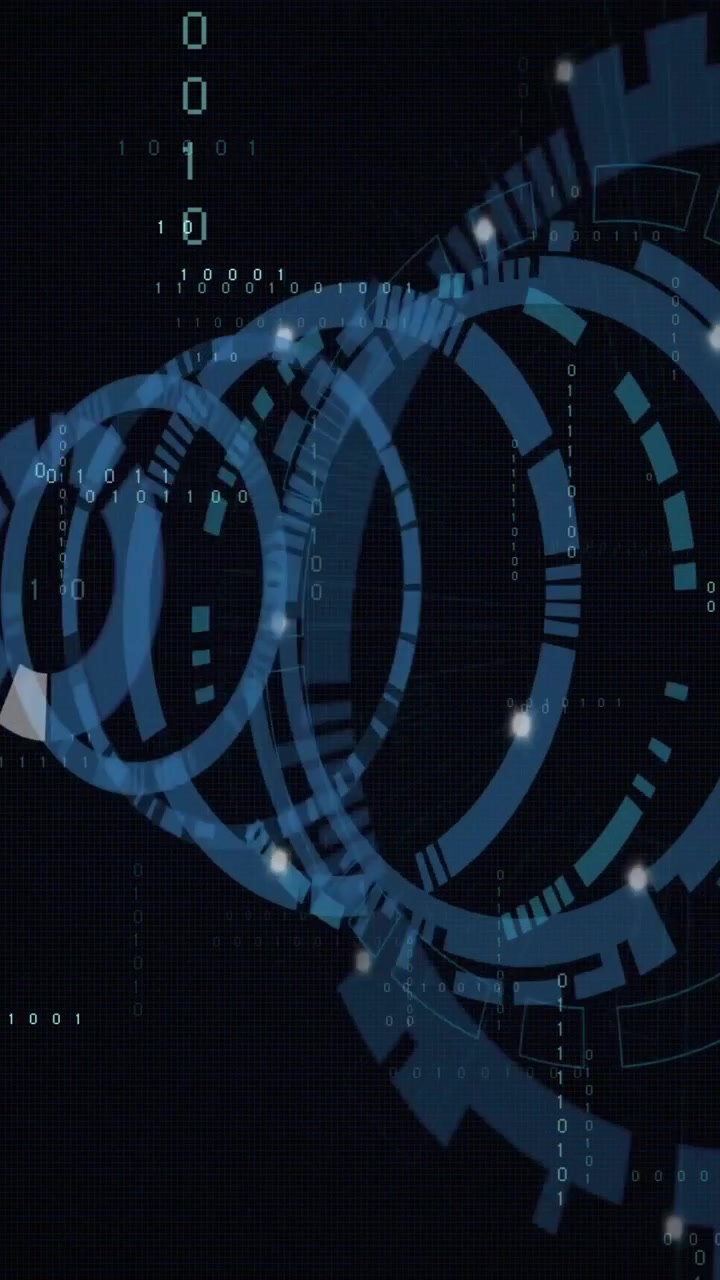 Animation of digital data processing over black background
