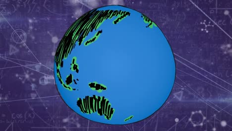 Animación-Del-Globo-Sobre-Ecuaciones-Matemáticas-Sobre-Fondo-Azul