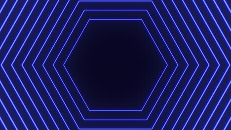 el hexágono futurista brilla en azul neón contra un fondo eléctrico