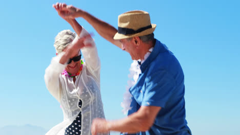 senior couple enjoying together at the beach