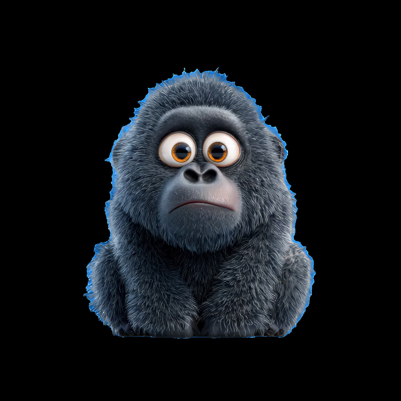 Animazione di un simpatico personaggio animato di gorilla, risorsa isolata, video 4K trasparente, canale alfa