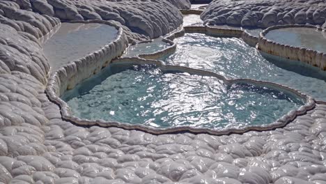 stunning travertine pools at pamukkale, turkey