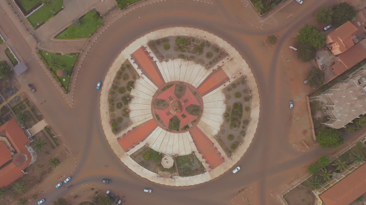 Top-Down Rotation View of Central Plaza in Bissau, Guinea-Bissau
