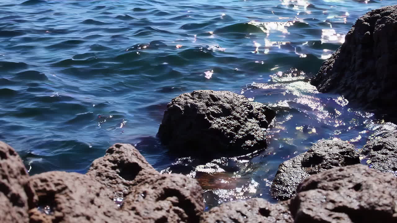 Waves Crashing Against Rocks at the Shore