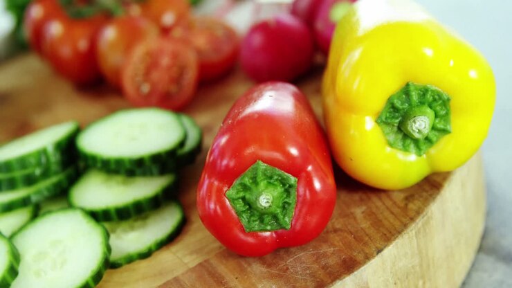 Various vegetables on chopping board