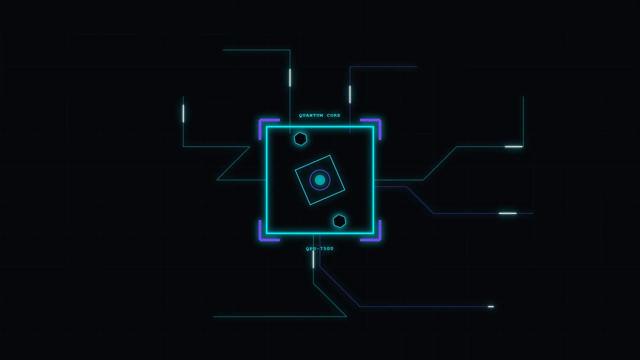 Futuristic Quantum Core Digital Interface Animation
